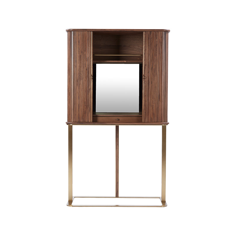 Axel Bar Unit With Sliding Tambour Door - Walnut