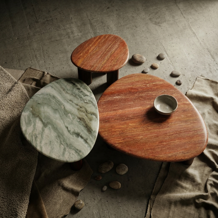 Dune Marble-Top Pebble Coffee Table (L)