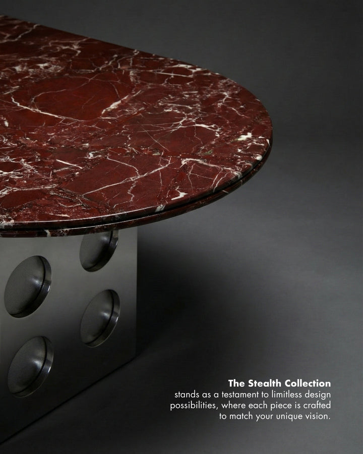Stealth Grid Marble-Top Dining Table - Boat