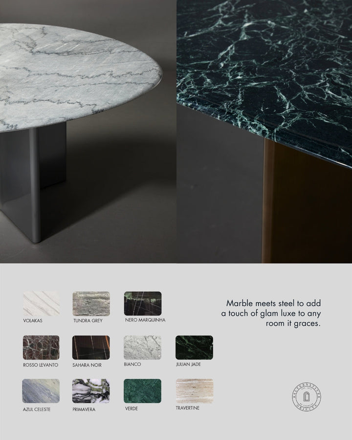 Stealth Grid Marble-Top Dining Table - Double Rectangle