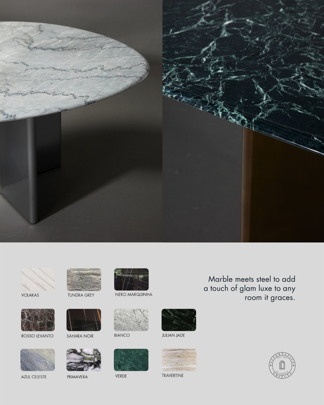 Stealth Grid Marble-Top Dining Table - Double Dome