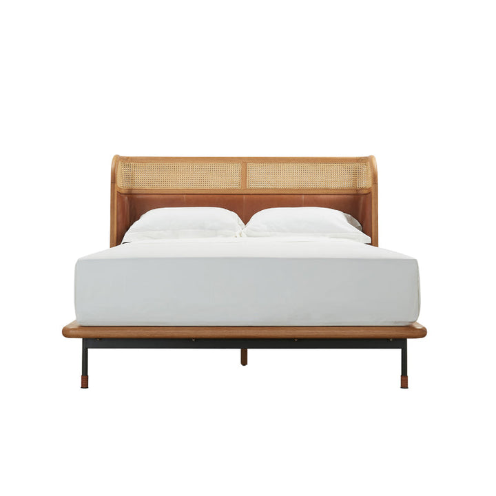 Tierra Bed - Solid Oak Frame with Leather Headboard | King & Queen