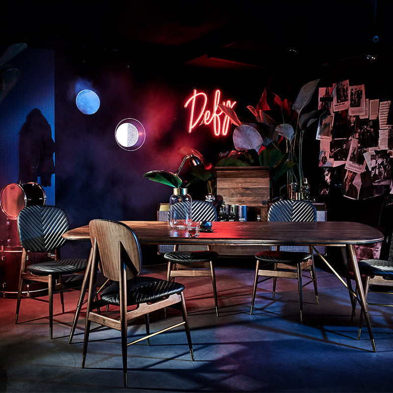 Volta 2.2m Dining Table + 6 Side Chairs Leather L079 (Set)