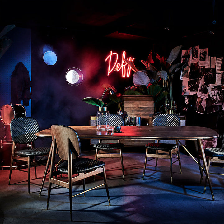 Volta 2.2m Dining Table + 6 Side Chairs Leather L079 (Set)