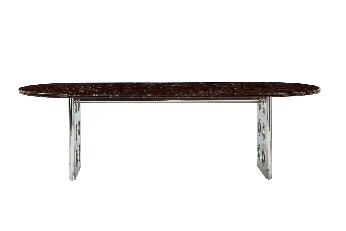 Stealth Grid Marble-Top Dining Table - Double Dome