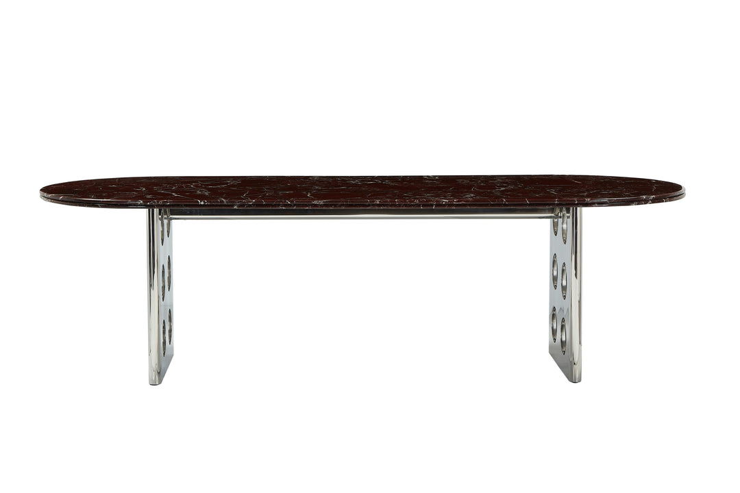 Stealth Grid Marble-Top Dining Table - Dome