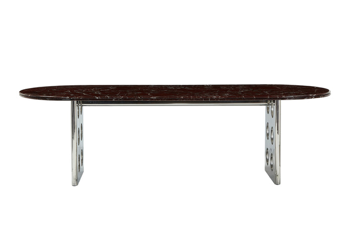 Stealth Grid Marble-Top Dining Table - Double Dome