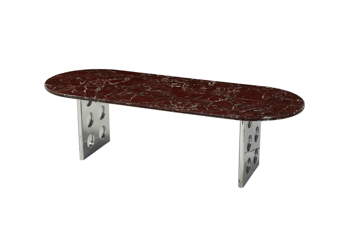 Stealth Grid Marble-Top Dining Table - Double Dome