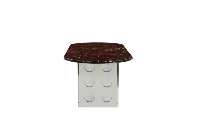 Stealth Grid Marble-Top Dining Table - Rectangle