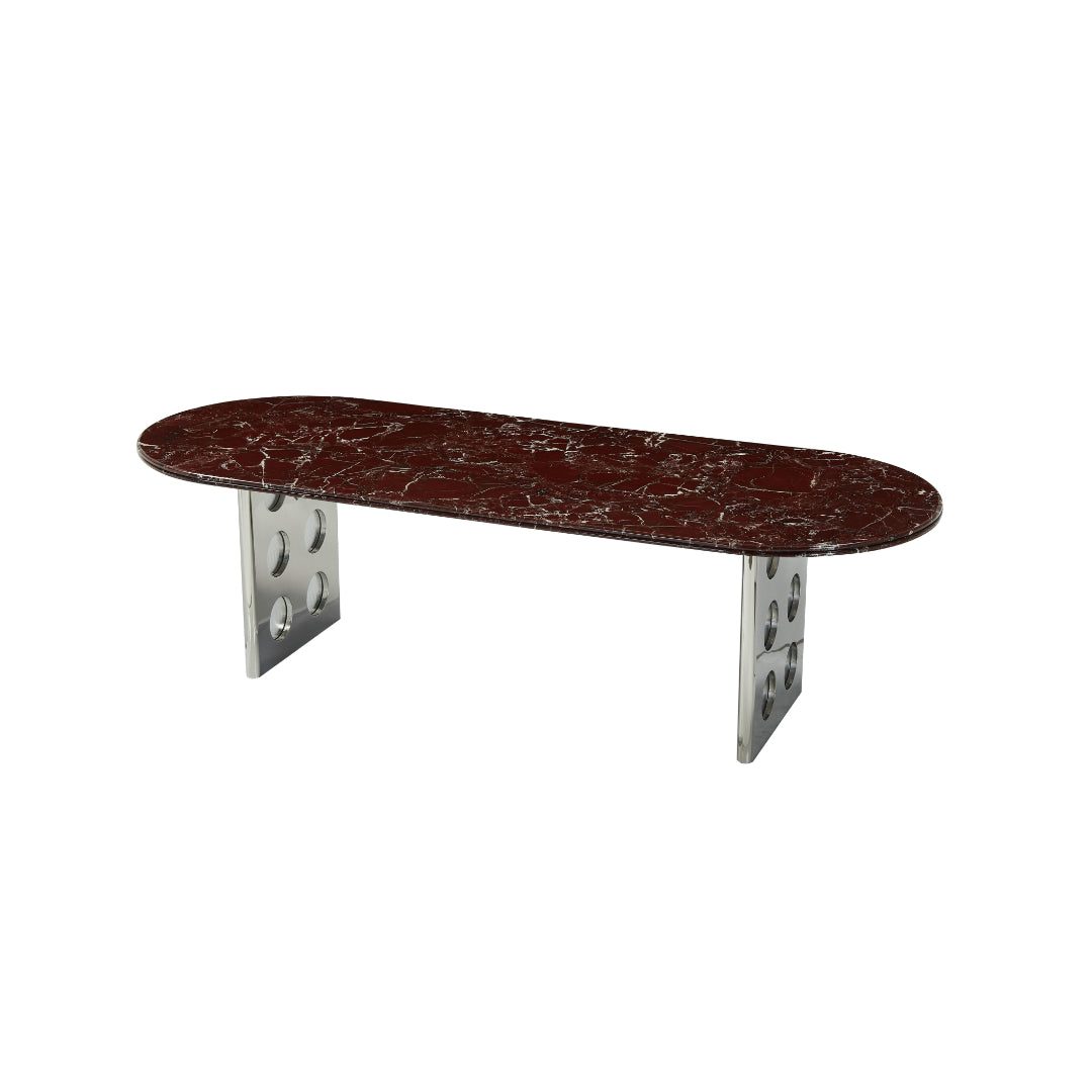 Stealth Grid Marble-Top Dining Table - Rectangle