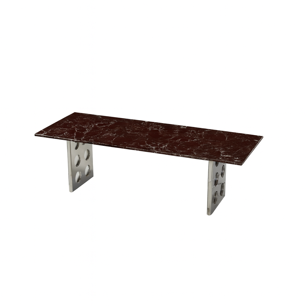 Stealth Grid Marble-Top Dining Table - Rectangle