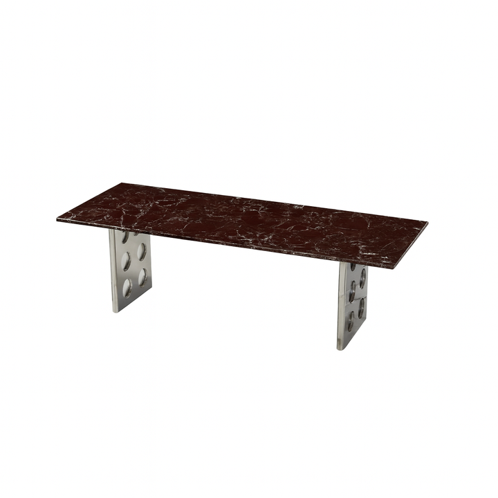 Stealth Grid Marble-Top Dining Table - Double Rectangle